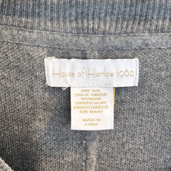 House of Harlow 1960 Poncho V-Neck Sweater One Size Grey Loungewear Knit Cozy - Picture 8 of 10